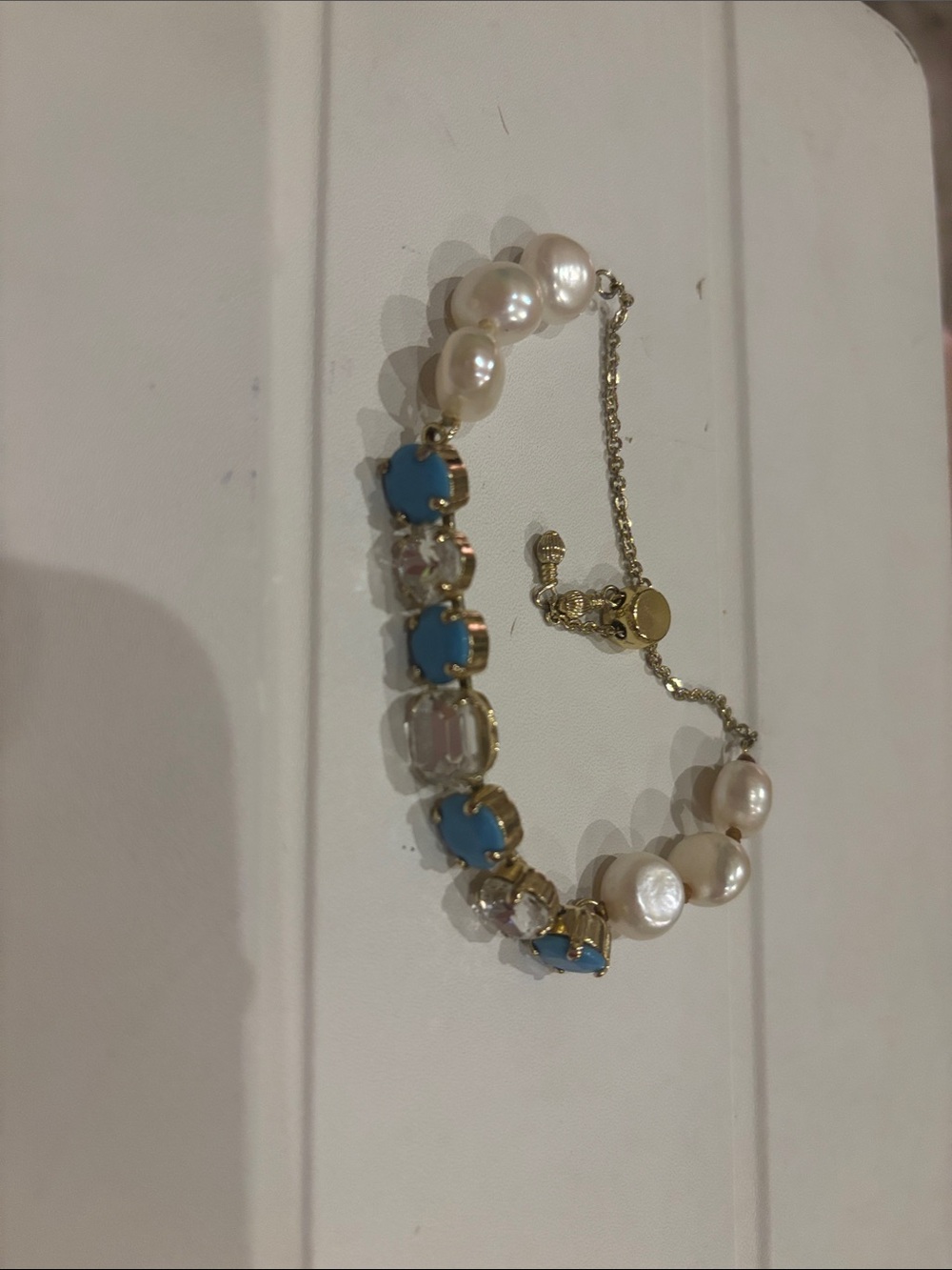 SORRELLI Elegant Pearl & Turquoise Crystal Bracelet - Gold Tone